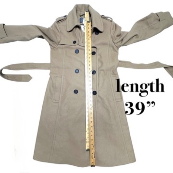 coat J CREW classic camel trench wool nylon cashmere 39" academia preppy French - Picture 5 of 15